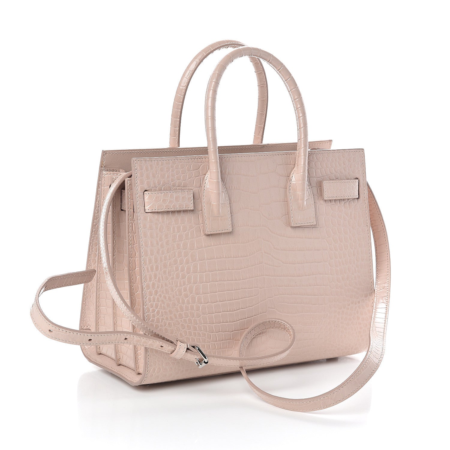 Saint Laurent Calfskin Crocodile Embossed Baby Sac De Jour Rose Antic 3 of 10