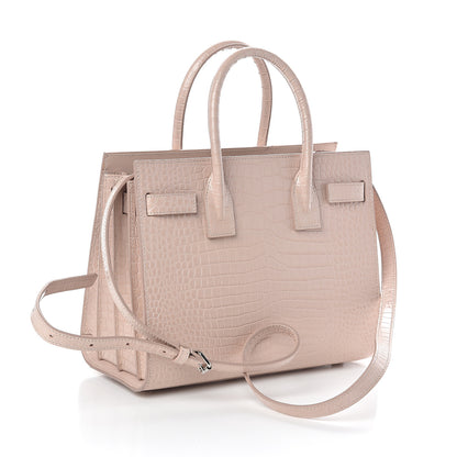 Saint Laurent Calfskin Crocodile Embossed Baby Sac De Jour Rose Antic 3 of 10