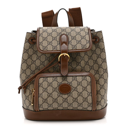 Gucci GG Supreme Monogram Azalea Calfskin Retro Interlocking G Buckle Backpack Beige Ebony Brown Sugar 1 of 11