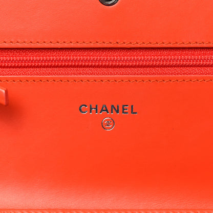 Chanel Patent Calfskin Quilted Boy Wallet On Chain WOC Orange 6 of 10