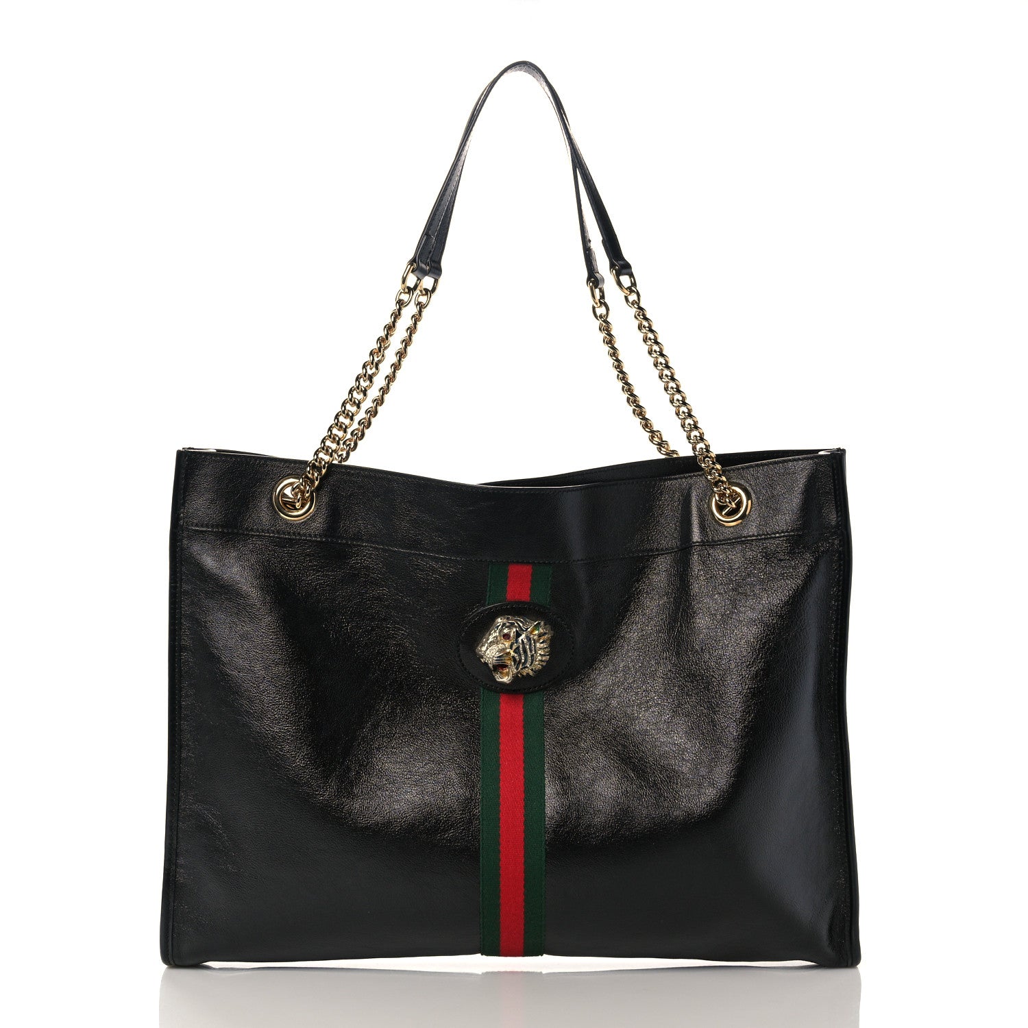 Gucci Calfskin Large Rajah Chain Tote Black 3 of 11