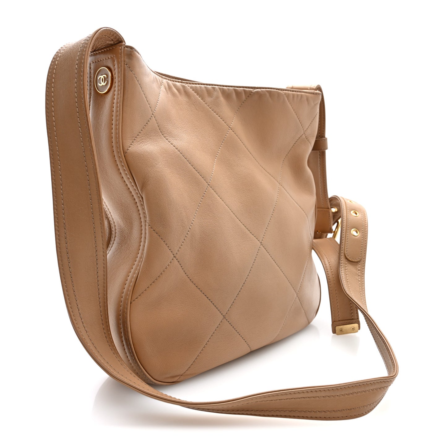 Calfskin Stitched Easy Mood Hobo Beige
