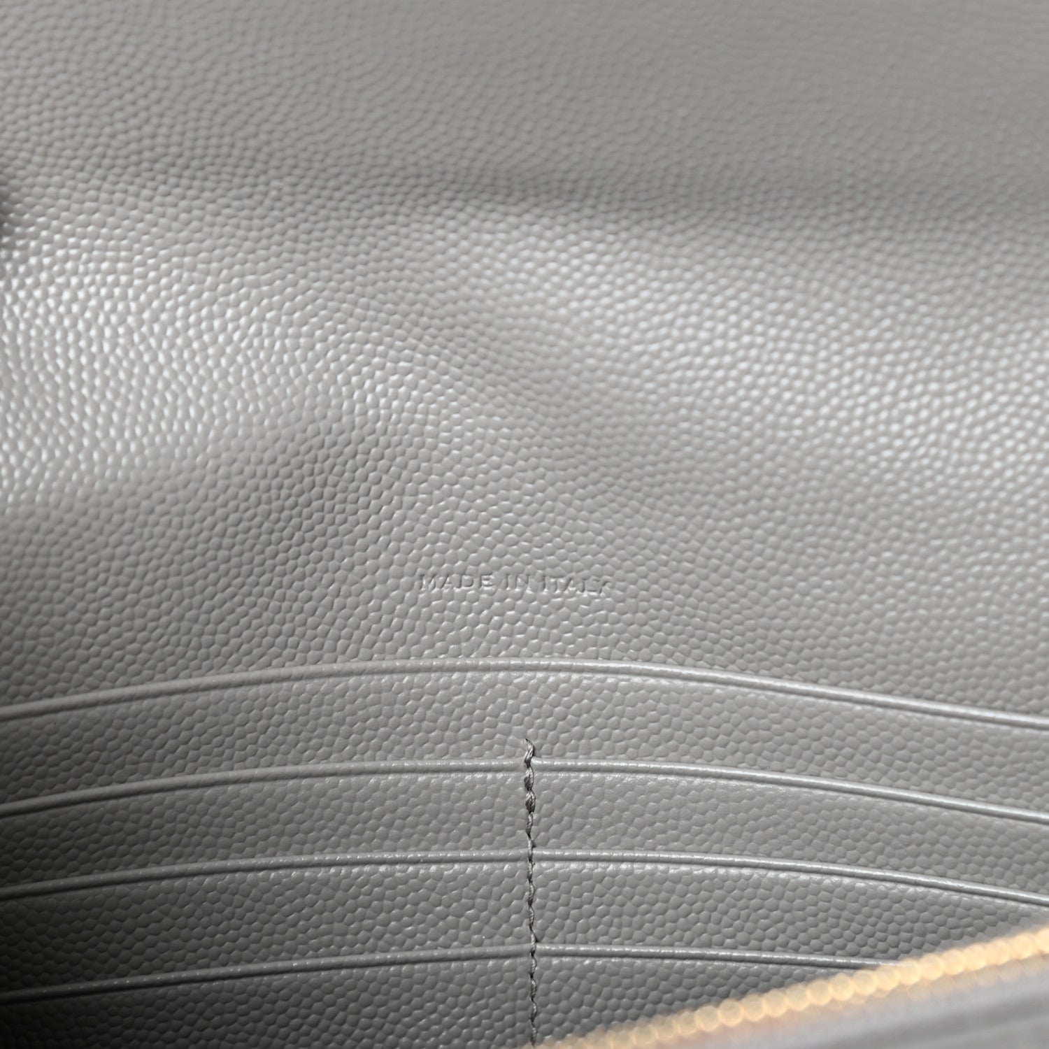 Saint Laurent Grain De Poudre Matelasse Chevron Monogram Envelope Chain Wallet Oyster Grey 6 of 8