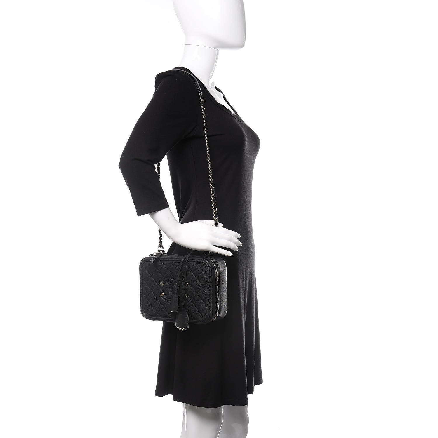 Chanel Caviar Quilted Medium CC Filigree Vanity Case Black 2 of 11
