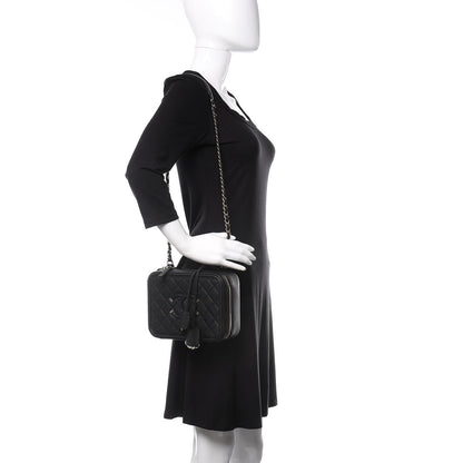 Chanel Caviar Quilted Medium CC Filigree Vanity Case Black 2 of 11