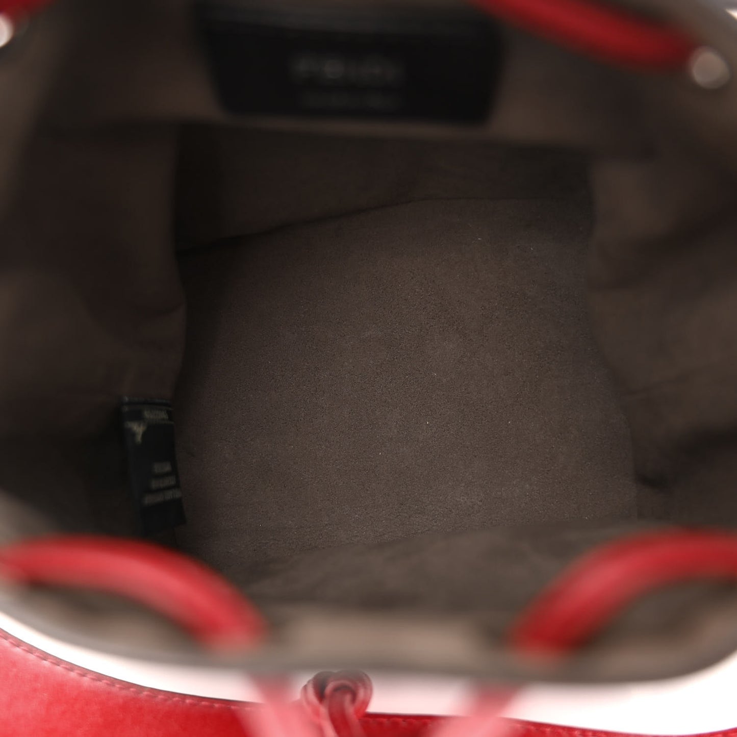 Vitello Liberty F is Fendi FF 1974 Embossed Mini Mon Tresor Bucket Bag Fragola