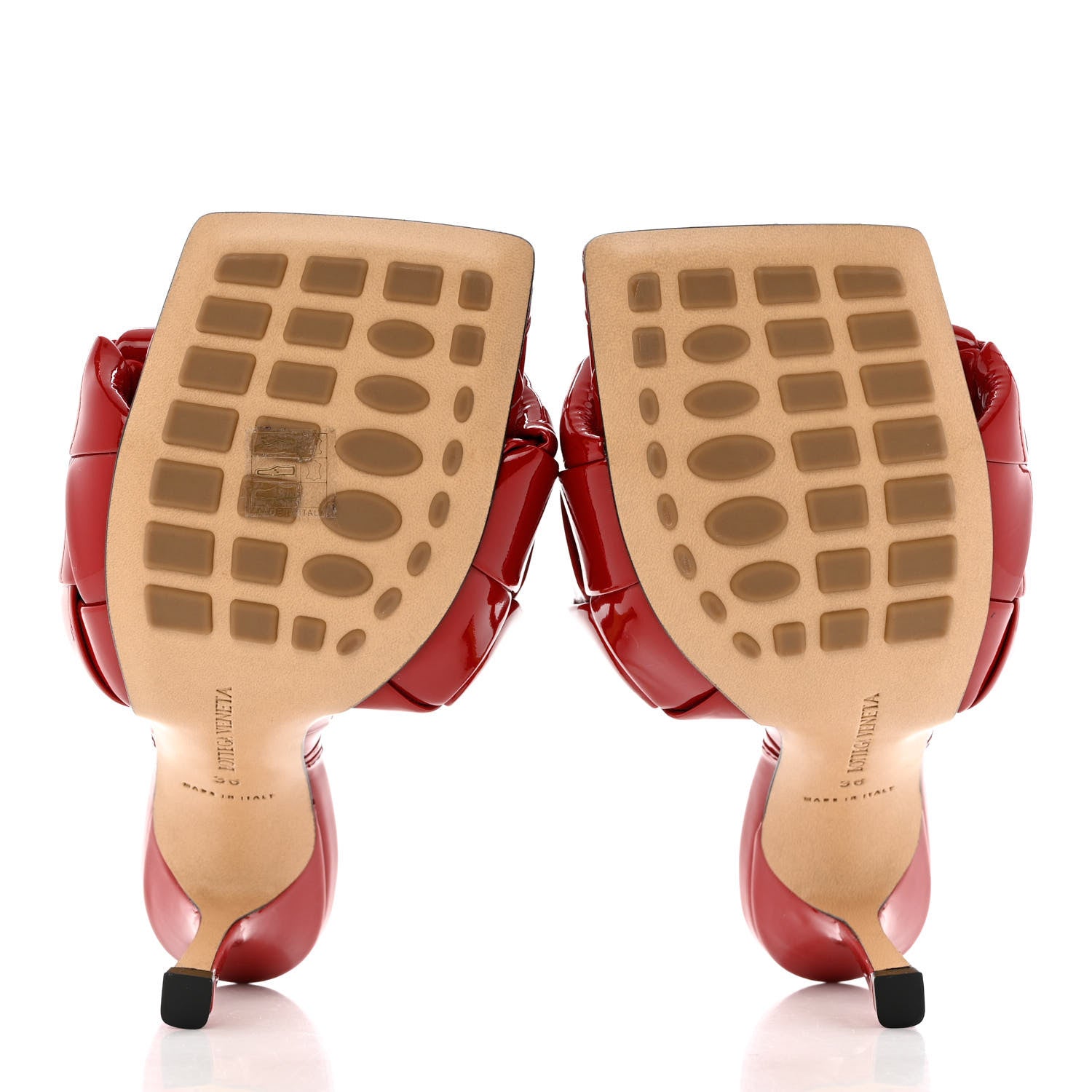Bottega Veneta Ultra Gloss Patent Maxi Intrecciato Lido 90mm Mule Sandals 36 Apple Candy 5 of 7