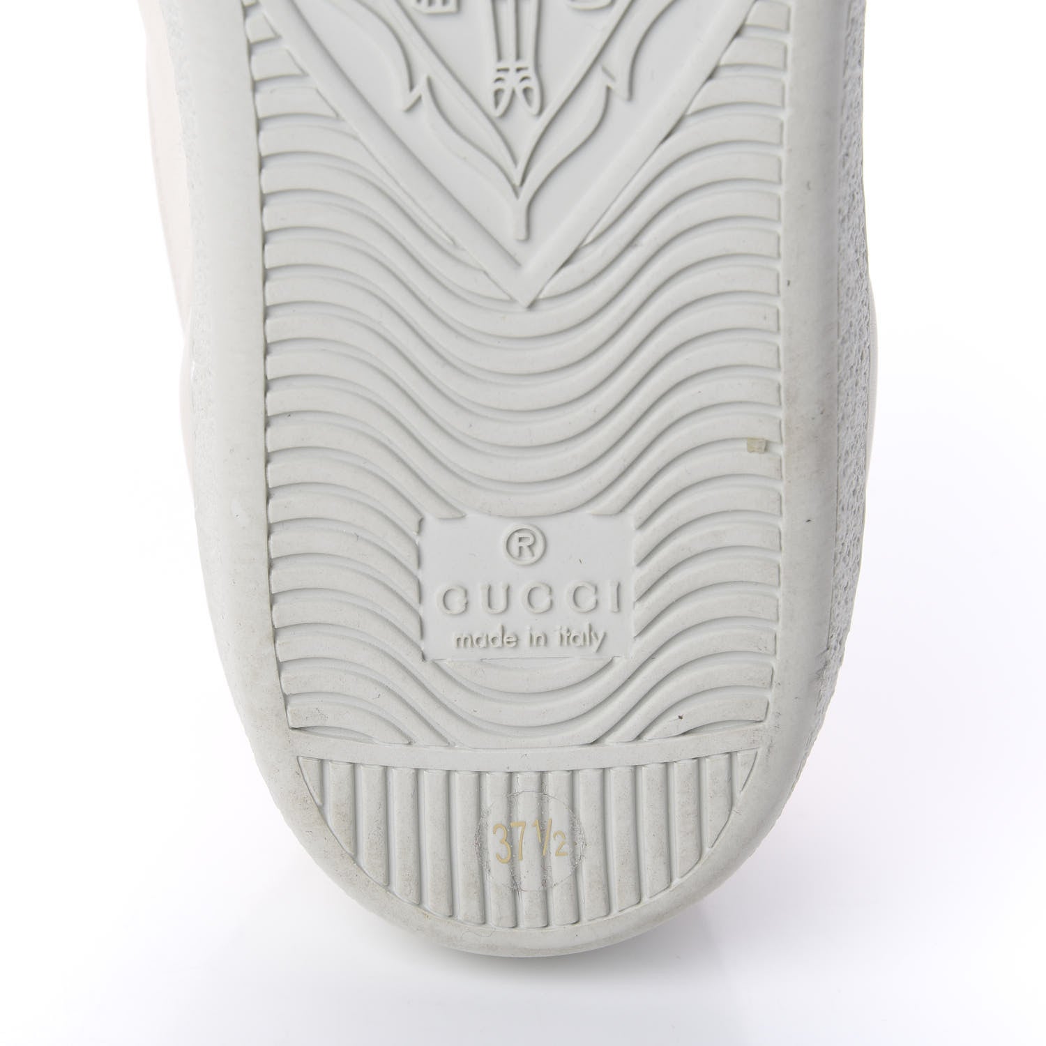 Gucci Calfskin Stripe Womens New Ace Sneakers 37.5 New Mystic White Ecru Red Flame 9 of 10