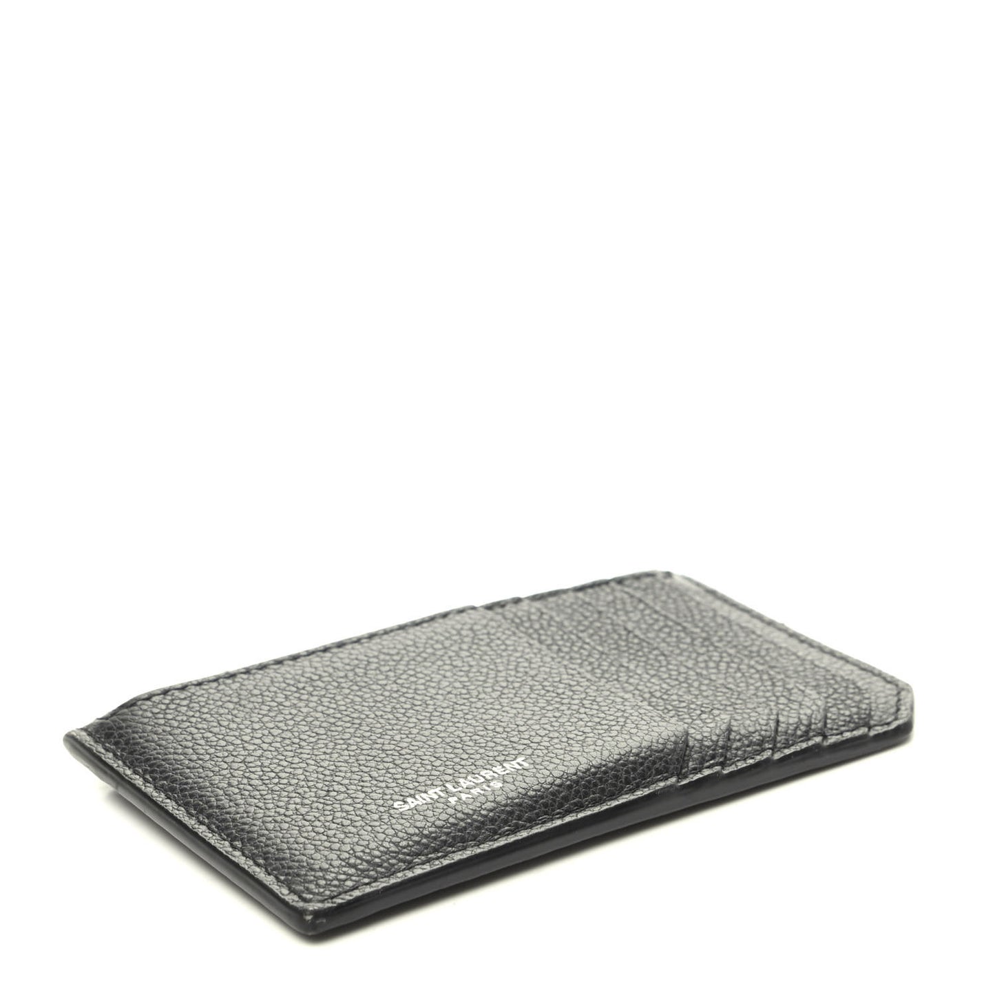 Grained Calfskin 5 Fragments Zip Pouch Card Holder Black