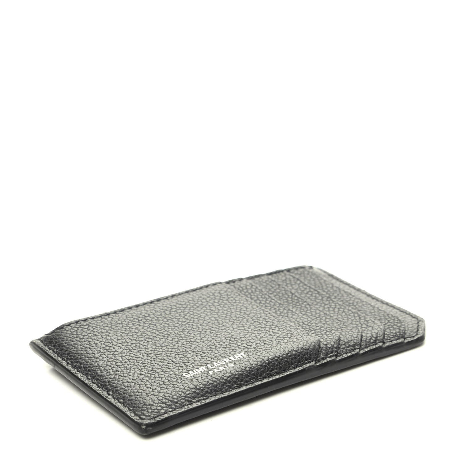 Saint Laurent Grained Calfskin 5 Fragments Zip Pouch Card Holder Black 4 of 7