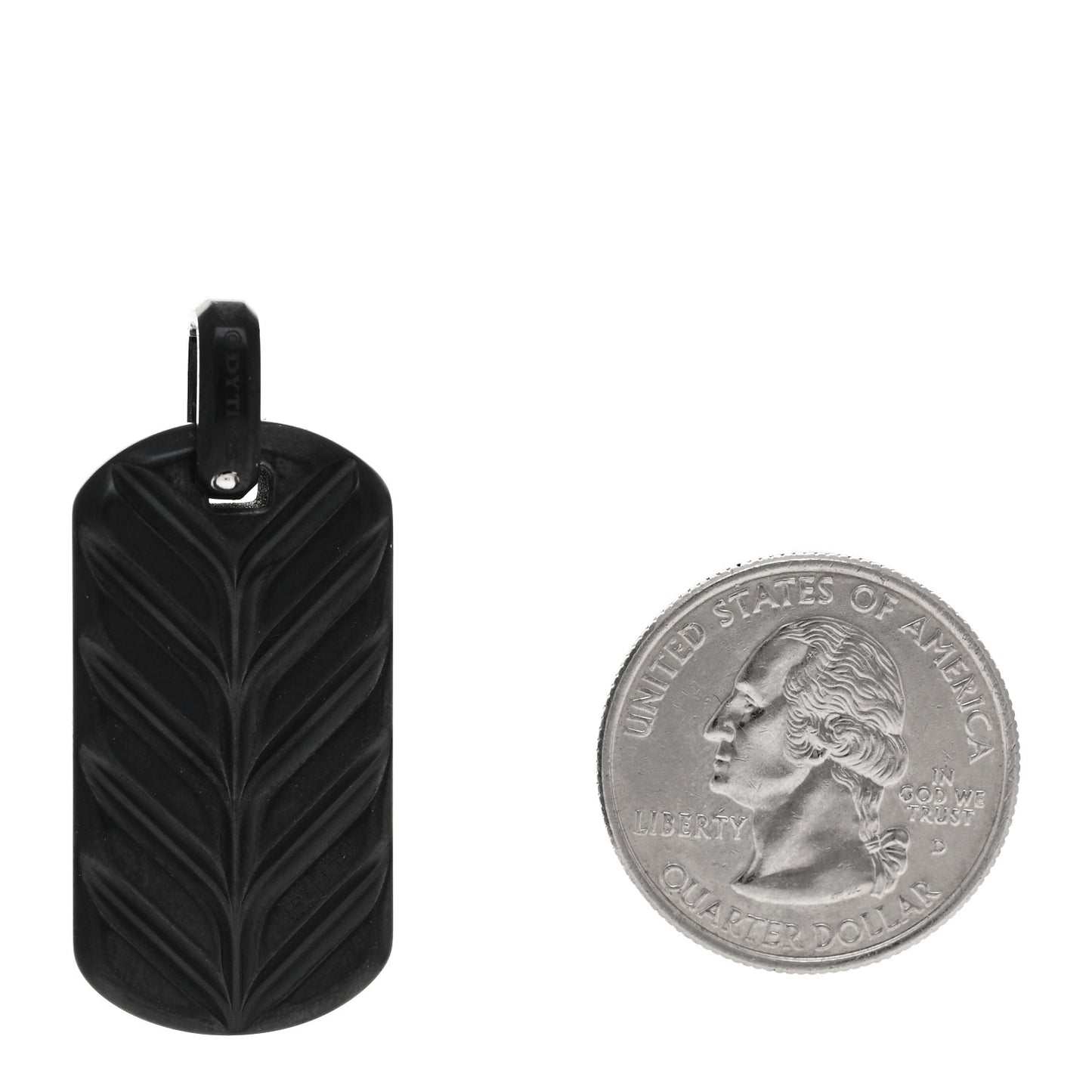 Sterling Silver Titanium Black Diamond 27mm Chevron Dog Tag Pendant