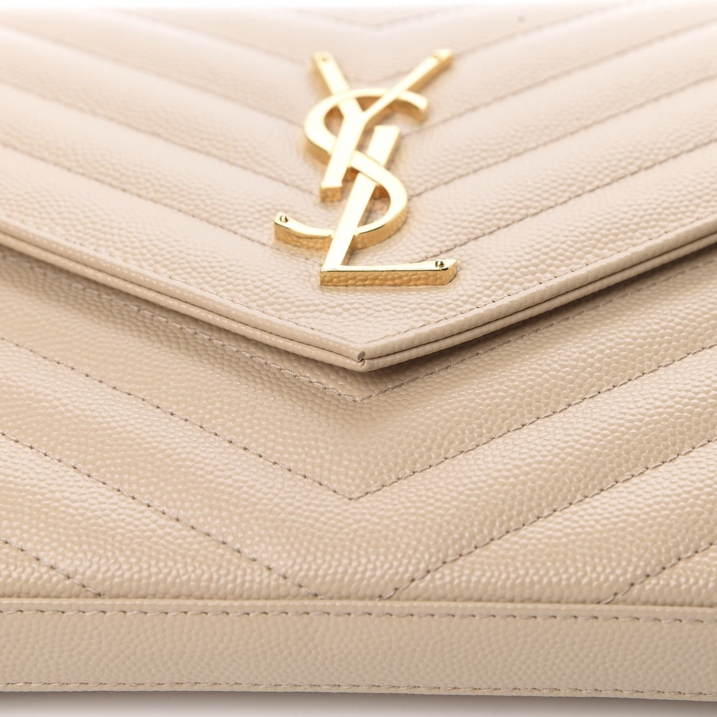 Grain De Poudre Matelasse Chevron Monogram Chain Wallet Nude Powder
