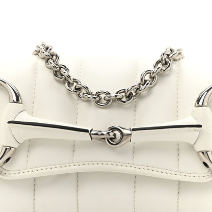 Gucci Nappa Vertical Matelasse Small Maxi Horsebit Chain Shoulder Bag Great White 8 of 11
