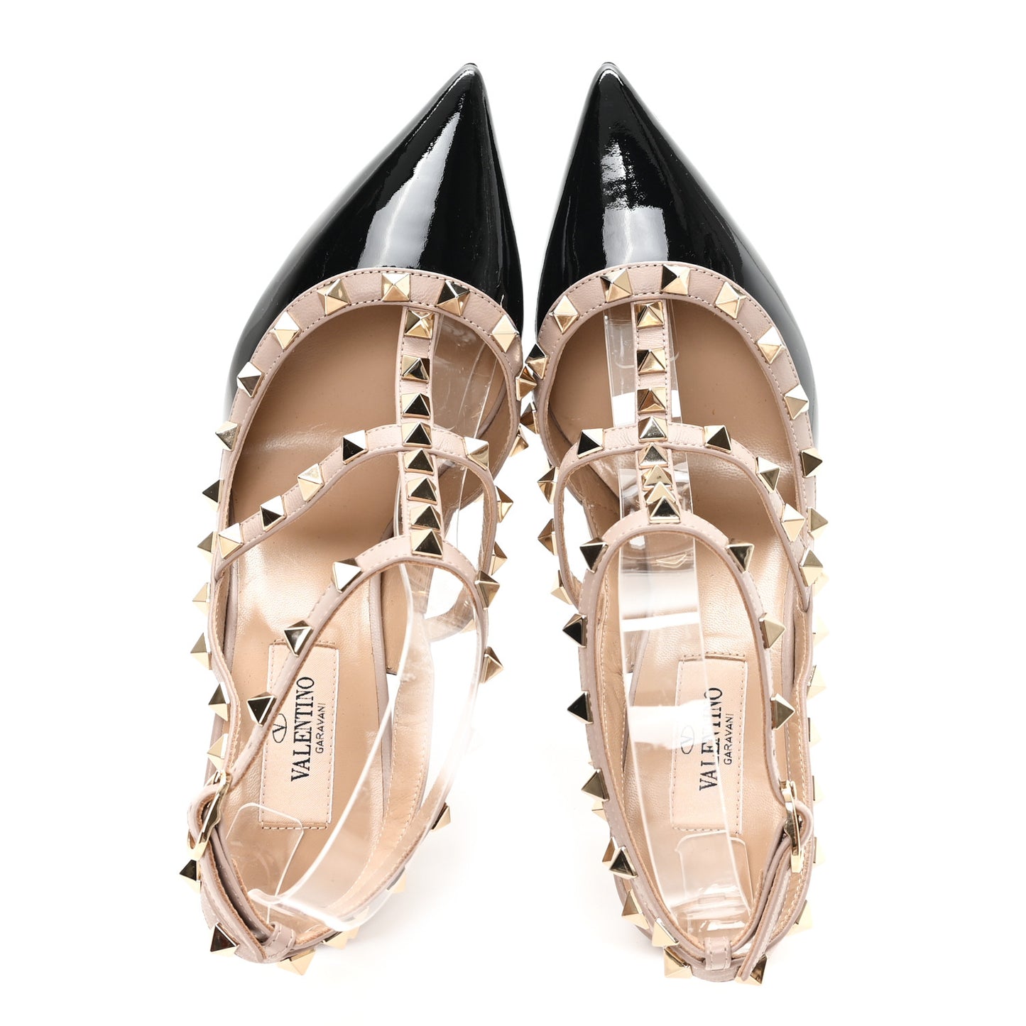 Patent Nappa Rockstud Ankle Strap 100mm Pumps 37.5 Black Poudre