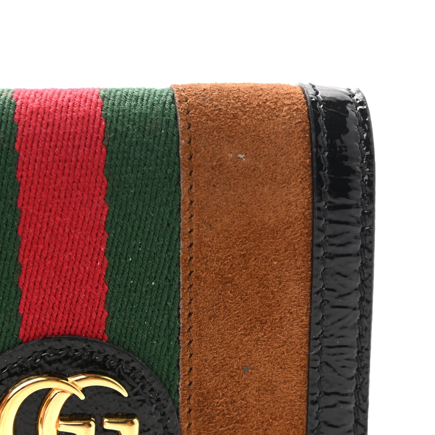 Gucci Suede Patent Web Ophidia Card Case Nocciola Black 10 of 10