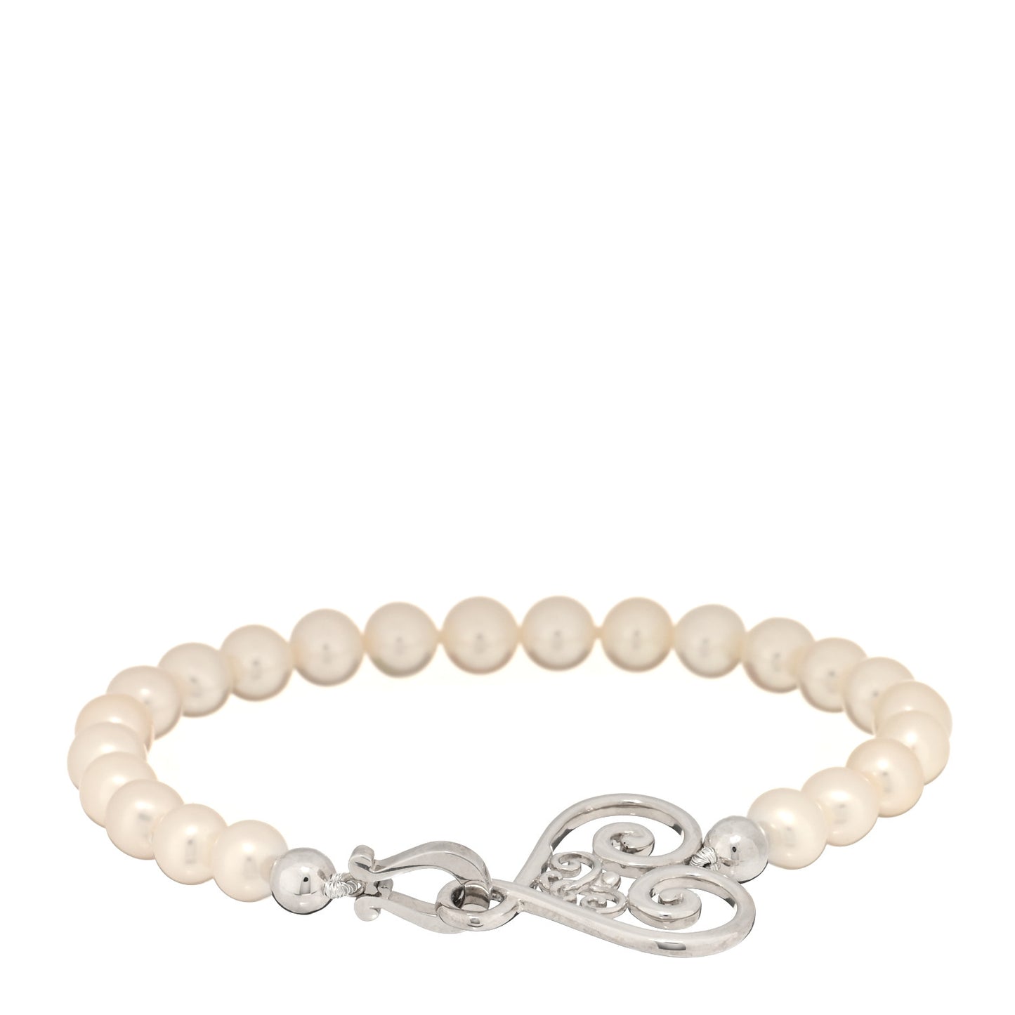 Sterling Silver 6.5-7mm Pearl Goldoni Heart Bracelet