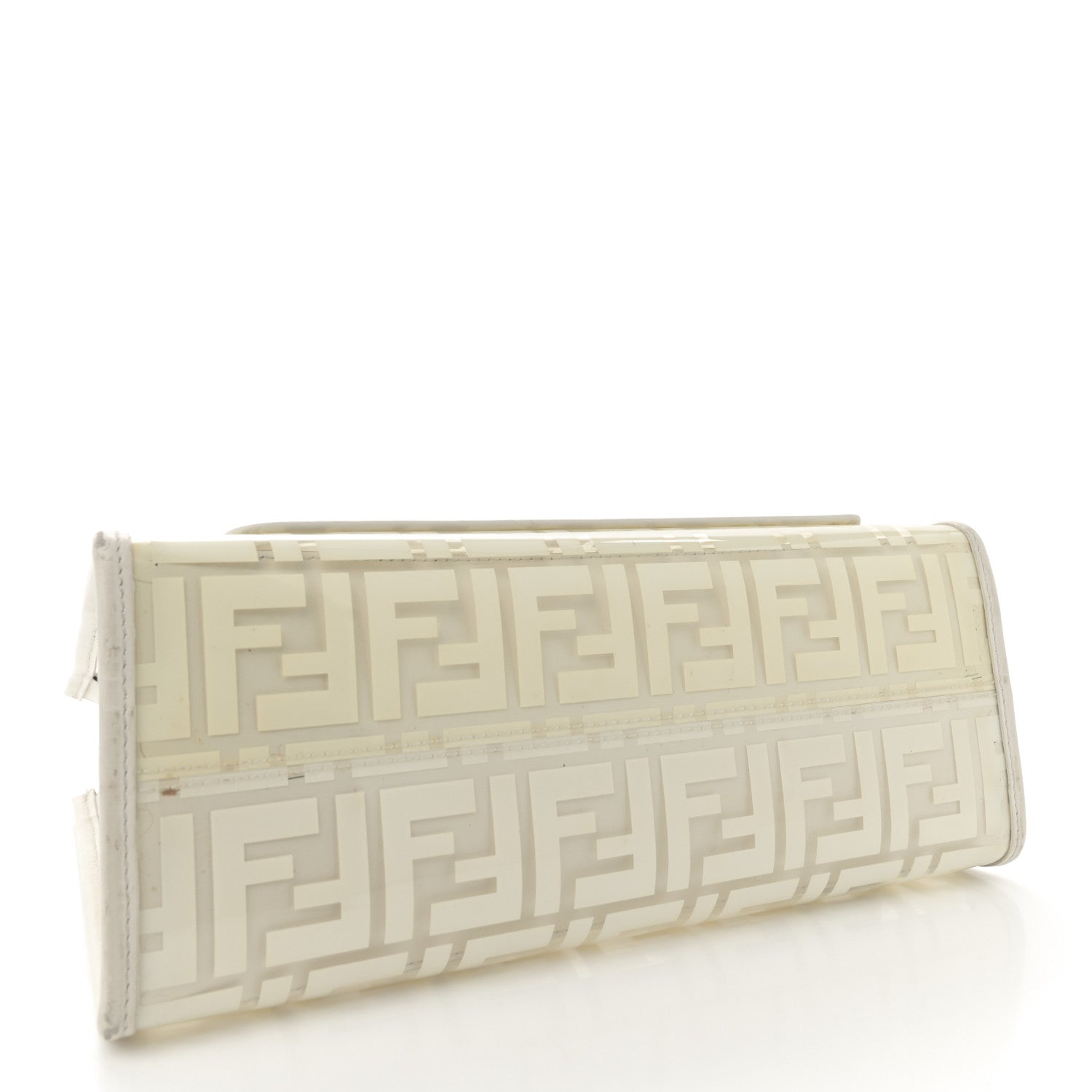 Fendi TPU FF Vitello Century Plexiglass Small Runaway Shopper Tote White 4 of 16