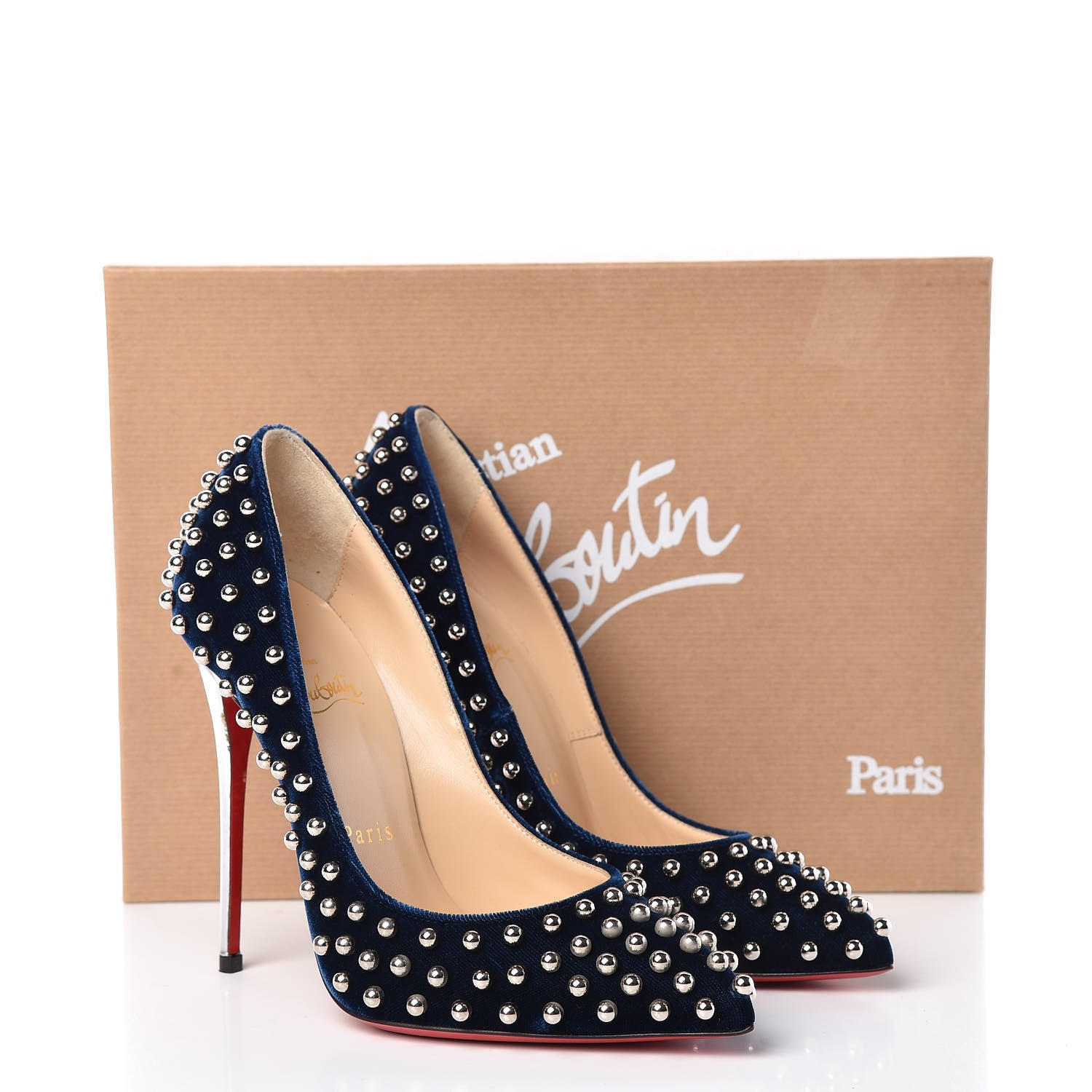 Christian Louboutin Velvet Specchio Billy 120 Spikes Pumps