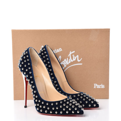 Christian Louboutin Velvet Specchio Billy 120 Spikes Pumps 36 Silver Eclipse 9 of 9