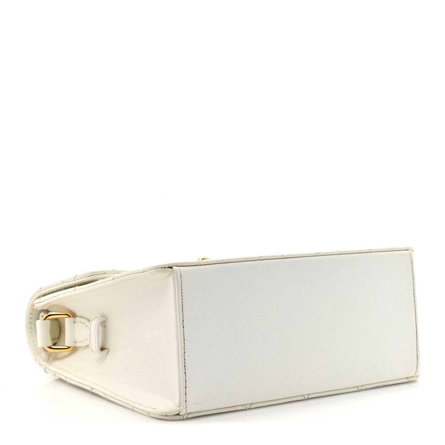 Caviar Diamond Stitched Square Flap Shoulder Bag White