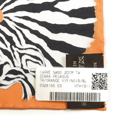 Hermes Silk Carre Zebra Pegasus Nano Scarf 20 Orange Vif Black 2 of 2