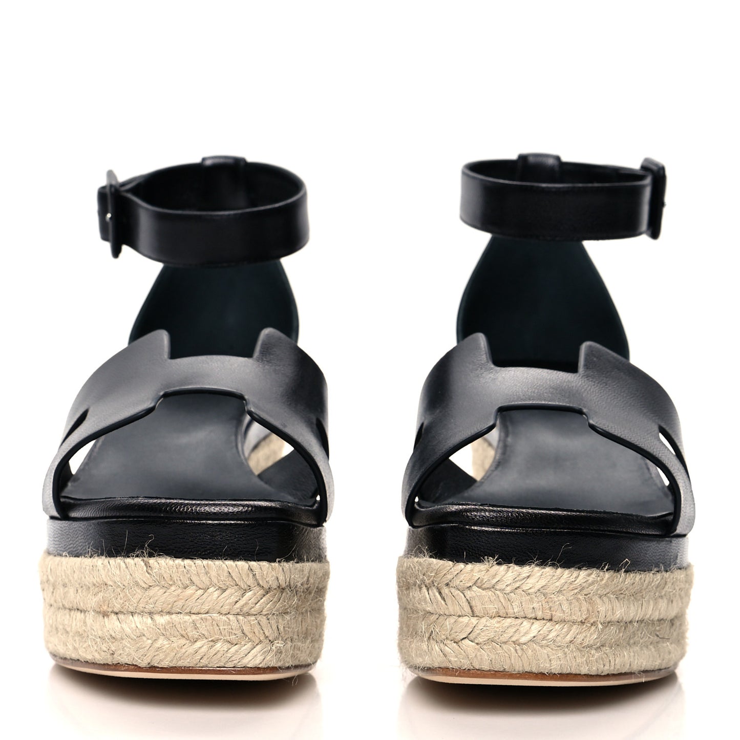 Goatskin Elda Espadrille Wedge Sandals 39 Black