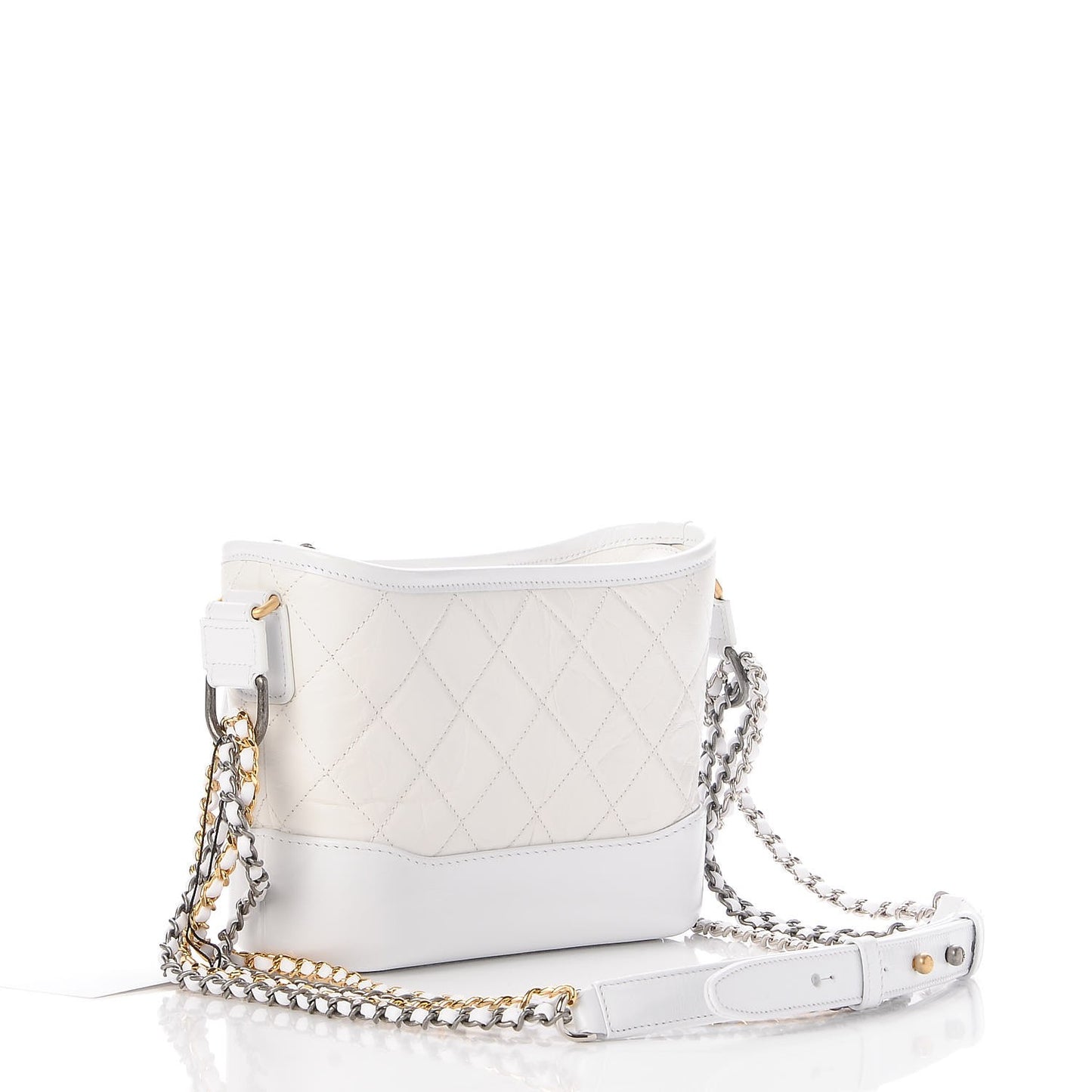 Aged Calfskin Quilted Small Gabrielle Hobo White