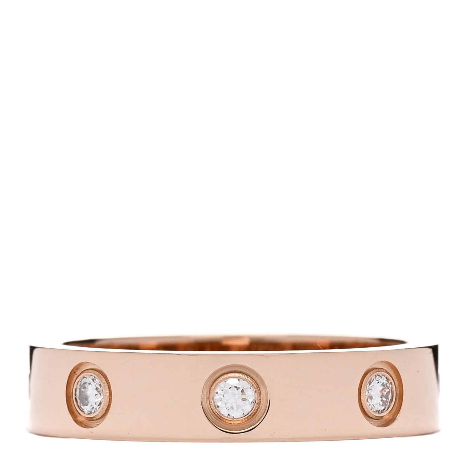 Cartier 18K Pink Gold 8 Diamond 4mm LOVE Wedding Band Ring 49 5 2 of 3