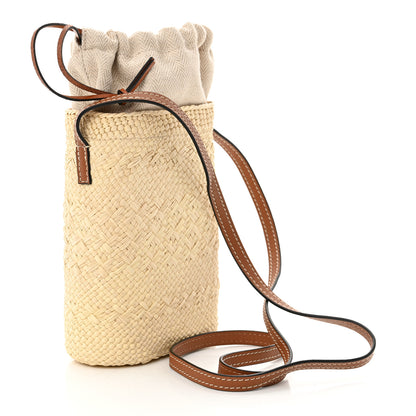 Loewe Calfskin Raffia Paulas Ibiza Square Bucket Bag Natural Tan 2 of 9