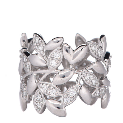 Tiffany 18K White Gold Diamond Paloma Picasso Olive Leaf Band Ring 52 6 3 of 5