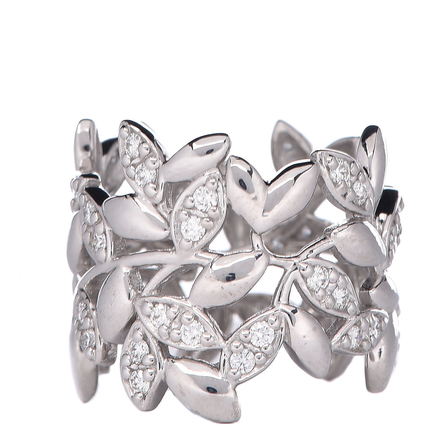 Tiffany 18K White Gold Diamond Paloma Picasso Olive Leaf Band Ring 51 5.75 3 of 5