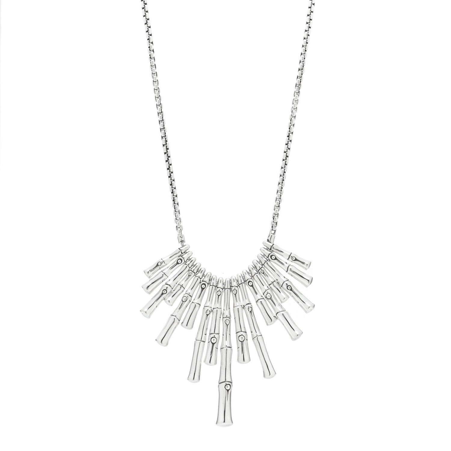 John Hardy Sterling Silver Bamboo Dangling Bib Necklace 1 of 6
