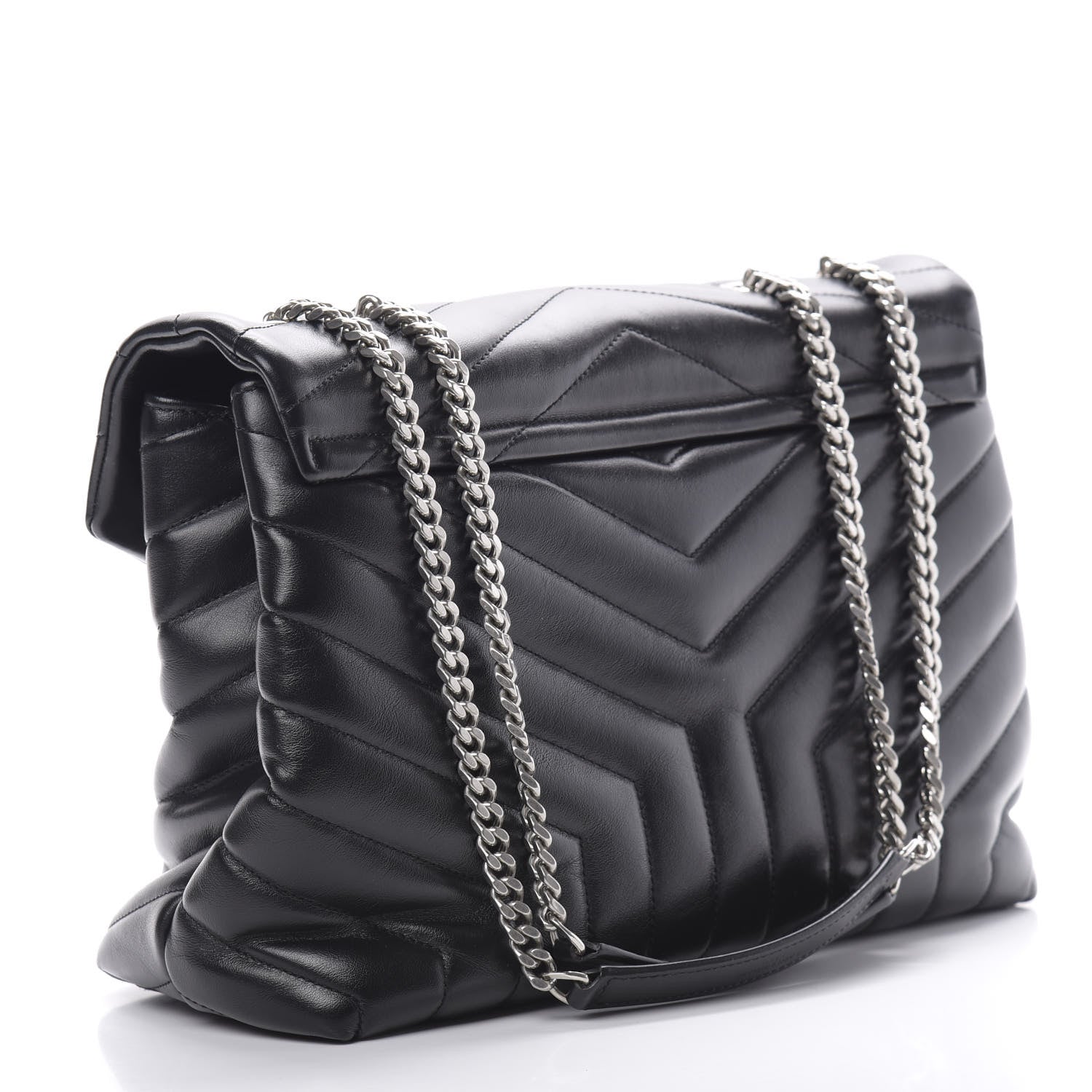 Saint Laurent Calfskin Y Quilted Monogram Medium Loulou Chain Satchel Black 3 of 15