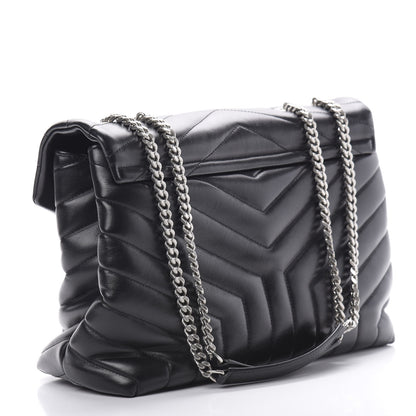 Saint Laurent Calfskin Y Quilted Monogram Medium Loulou Chain Satchel Black 3 of 15