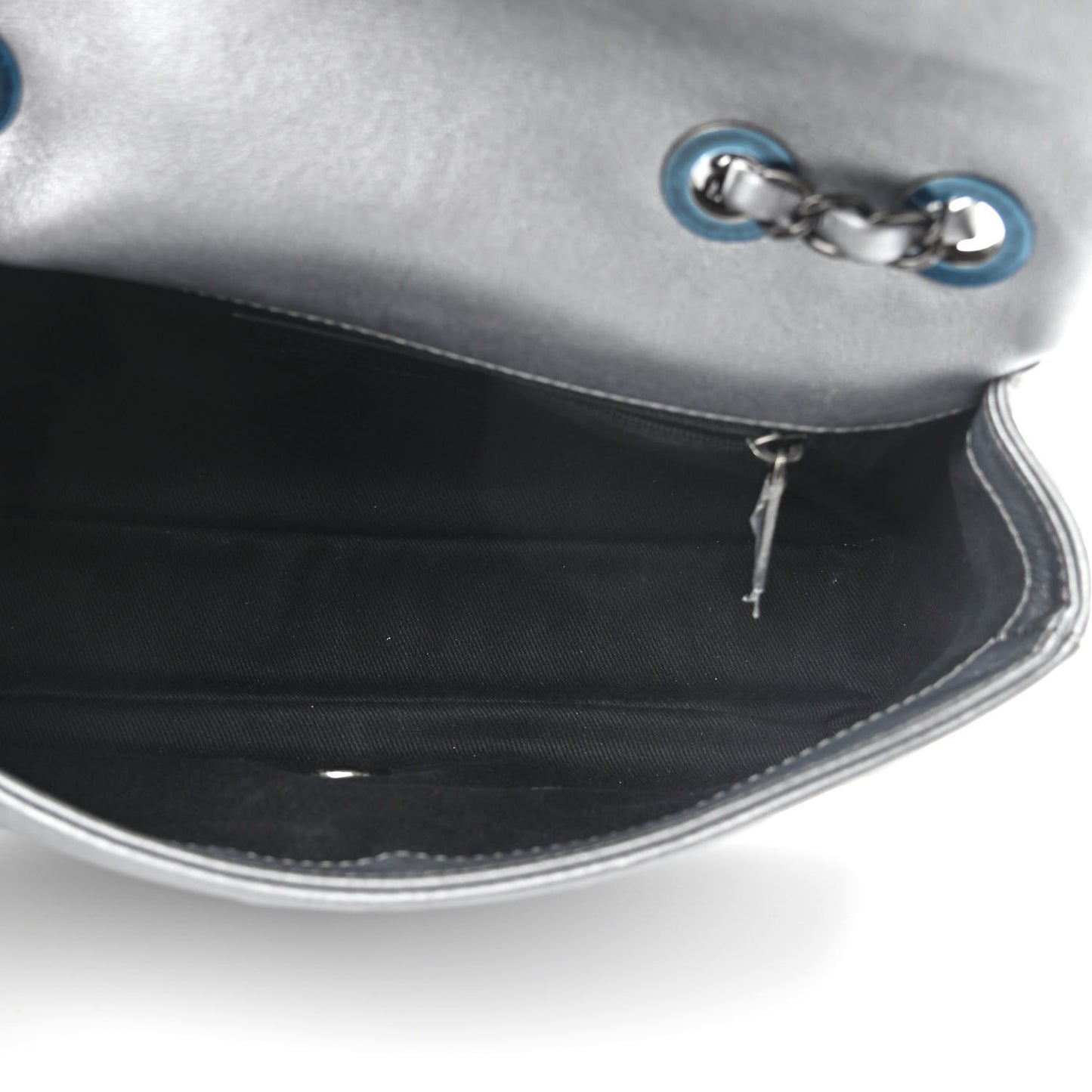 Metallic Lambskin Symbols Medium Single Flap Silver