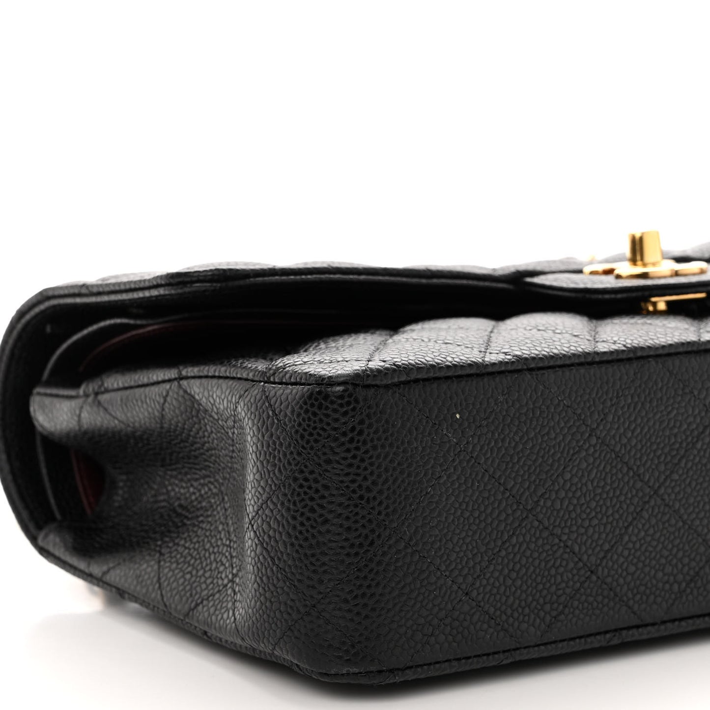 Caviar Quilted Medium Double Flap Black