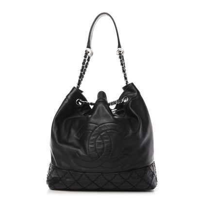 Chanel Calfskin Drawstring CC Bucket Bag Black 1 of 11