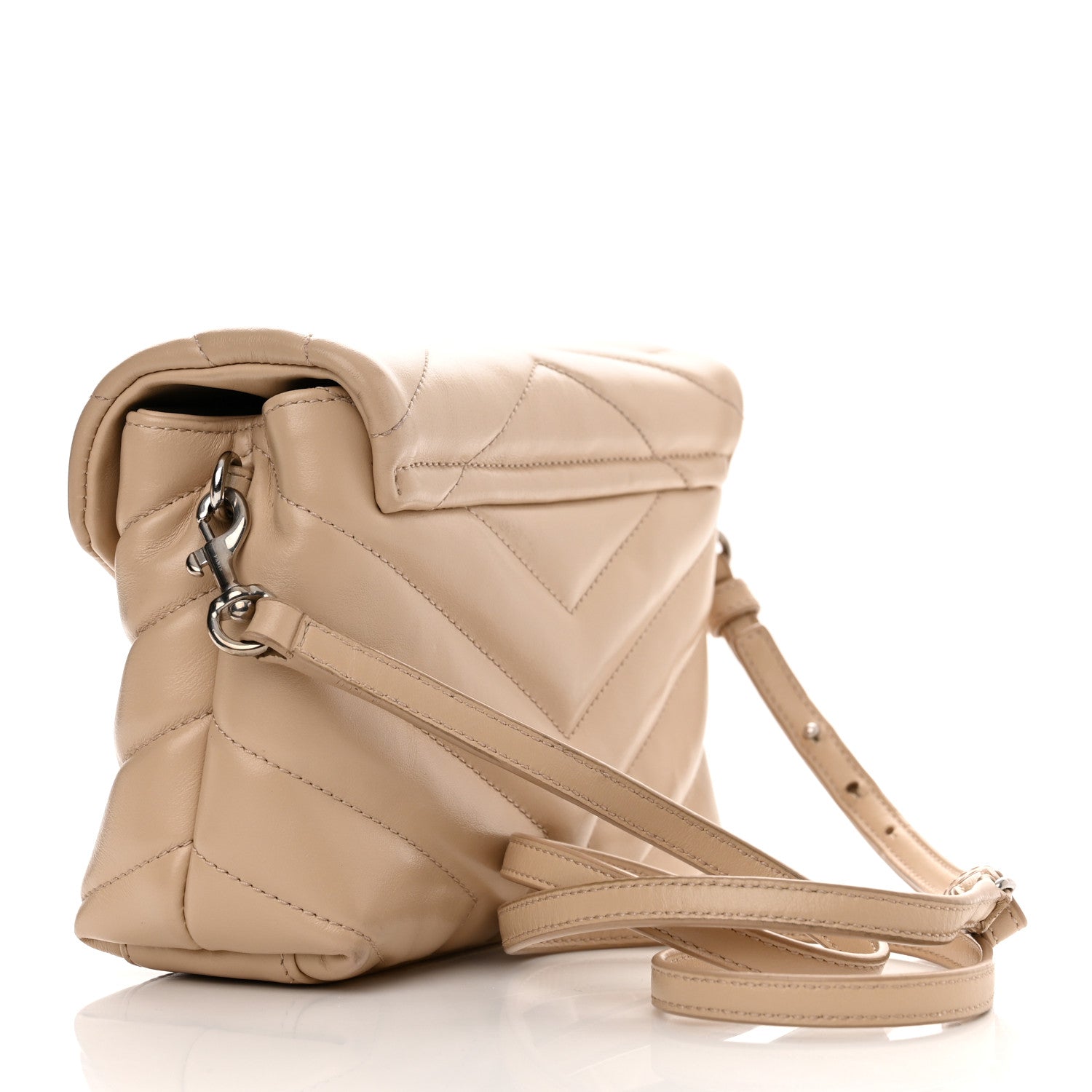 Saint Laurent Calfskin Y Quilted Monogram Toy Loulou Crossbody Bag Nude Powder 3 of 15