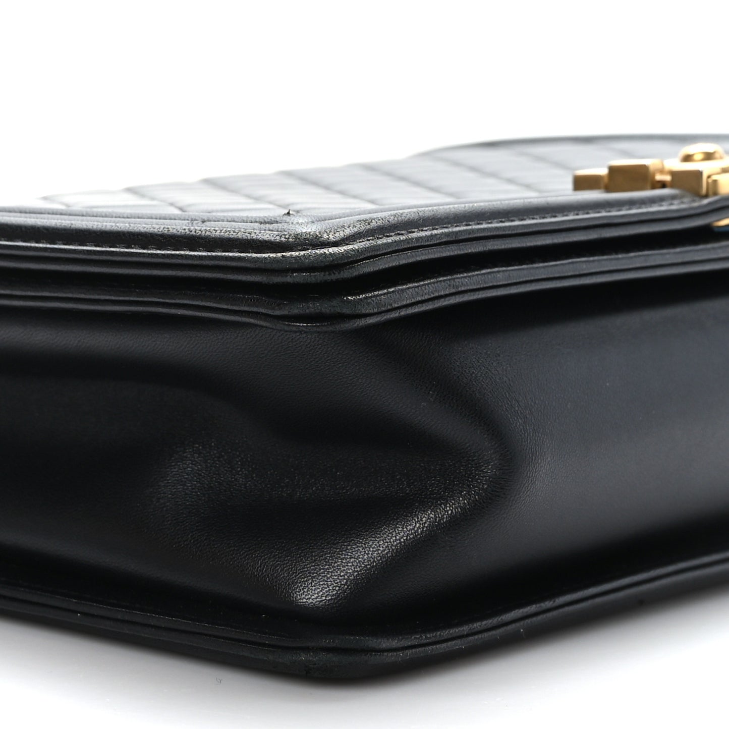 Lambskin Quilted Large Boy Flap Black