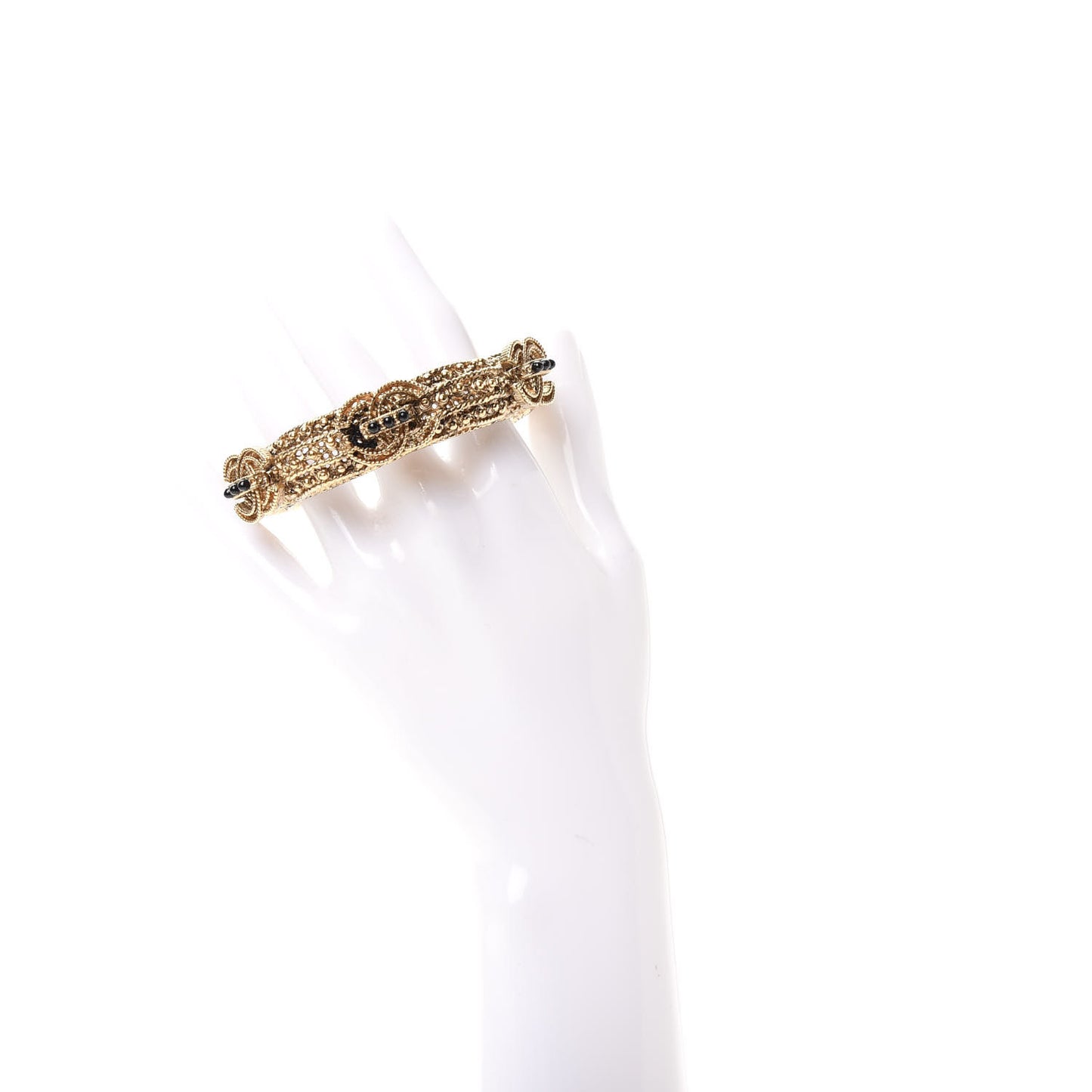 Metal Beaded CC Cuff Gold Black