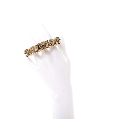 Chanel Metal Beaded CC Cuff Gold Black 2 of 4