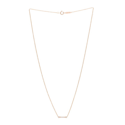 Tiffany 18K Rose Gold Diamond Fleur de Lis Key Bar Pendant Necklace 3 of 6