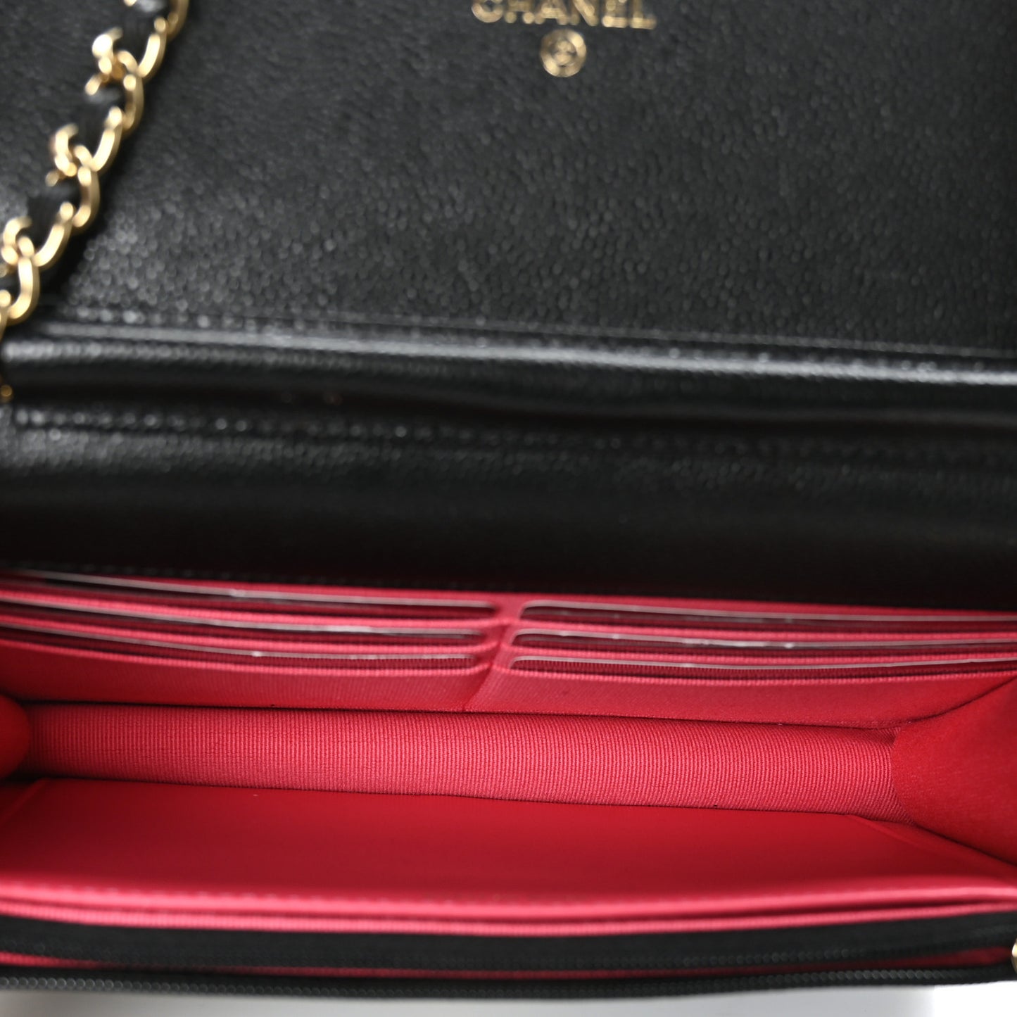 Caviar Quilted Perforated Metal CC Wallet On Chain WOC Black