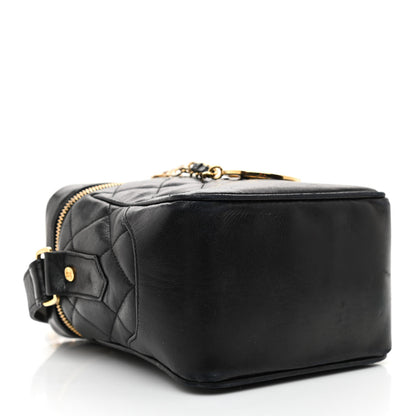 Chanel Lambskin Quilted Vanity Train Case Shoulder Bag Black 3 of 13