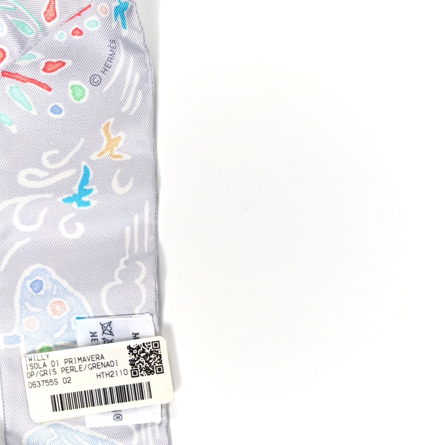 Hermes Silk Isola Di Primavera Twilly Gris Perle Grenadine 3 of 3