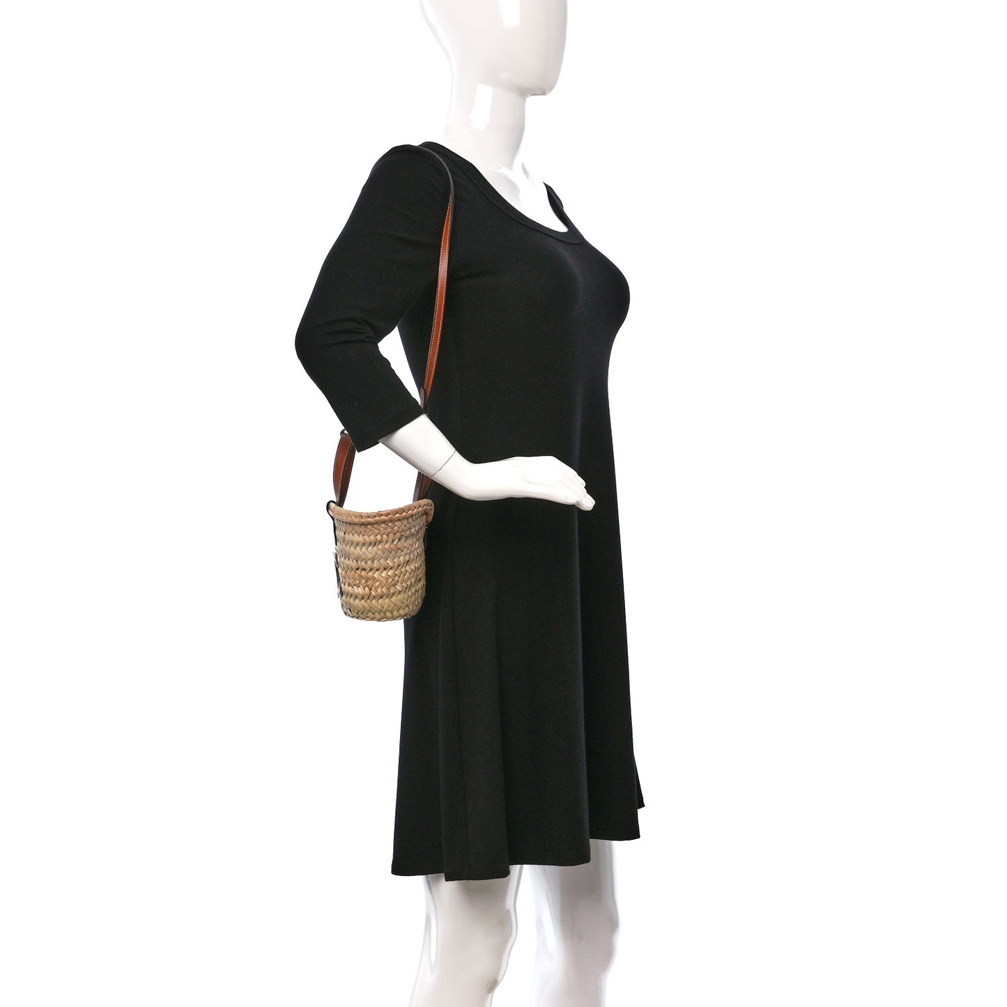 Raffia Calfskin Triomphe Teen Panier Tan