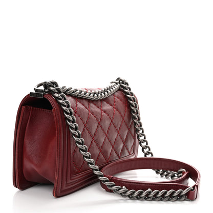 Chanel Calfskin Double Stitch Medium Boy Flap Burgundy 3 of 14