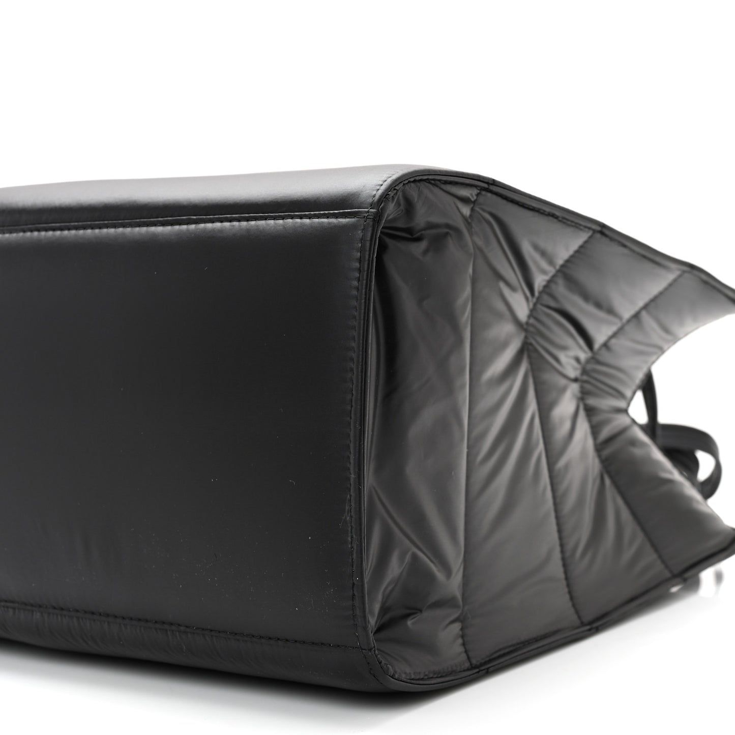 Nylon Large Puff Shopping Bag Black