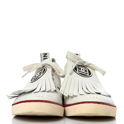 Chanel Calfskin Fringe Golf Tennis 37.5 White 2 of 14