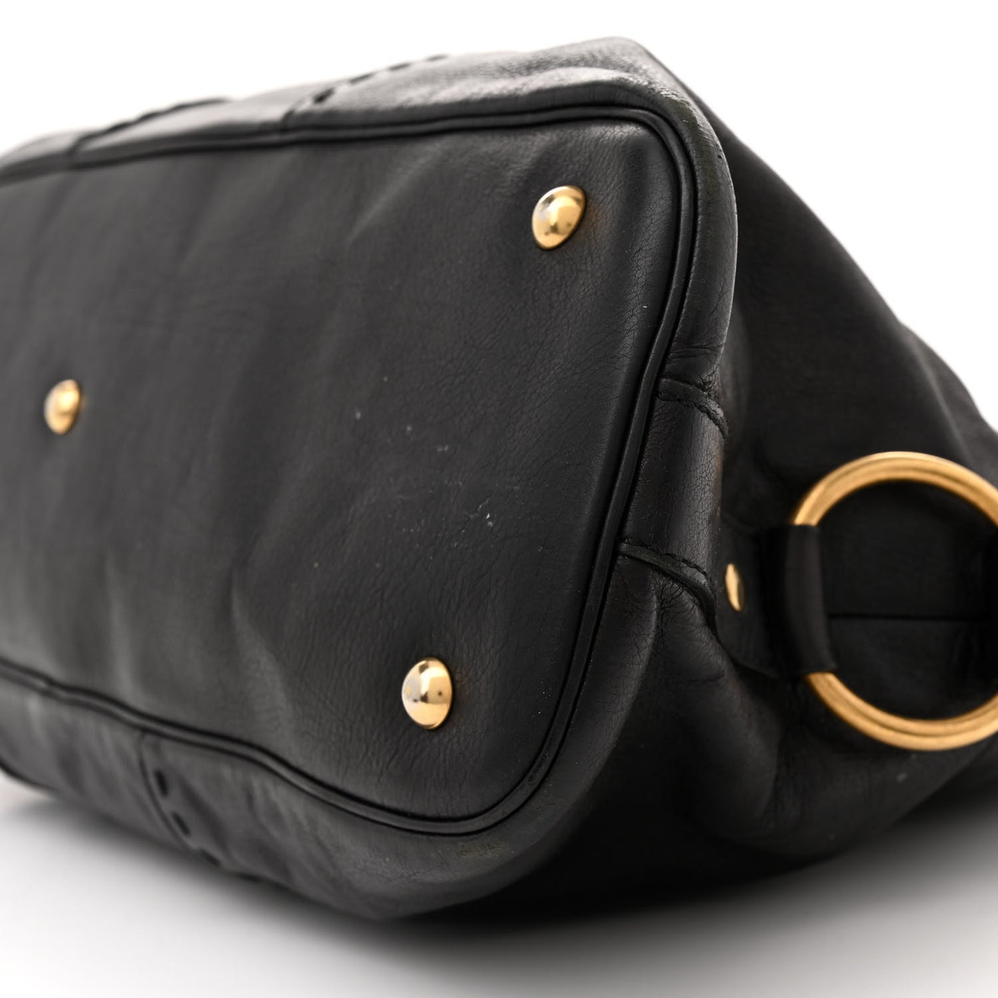 Textured Patent Calfskin Large Muse Black